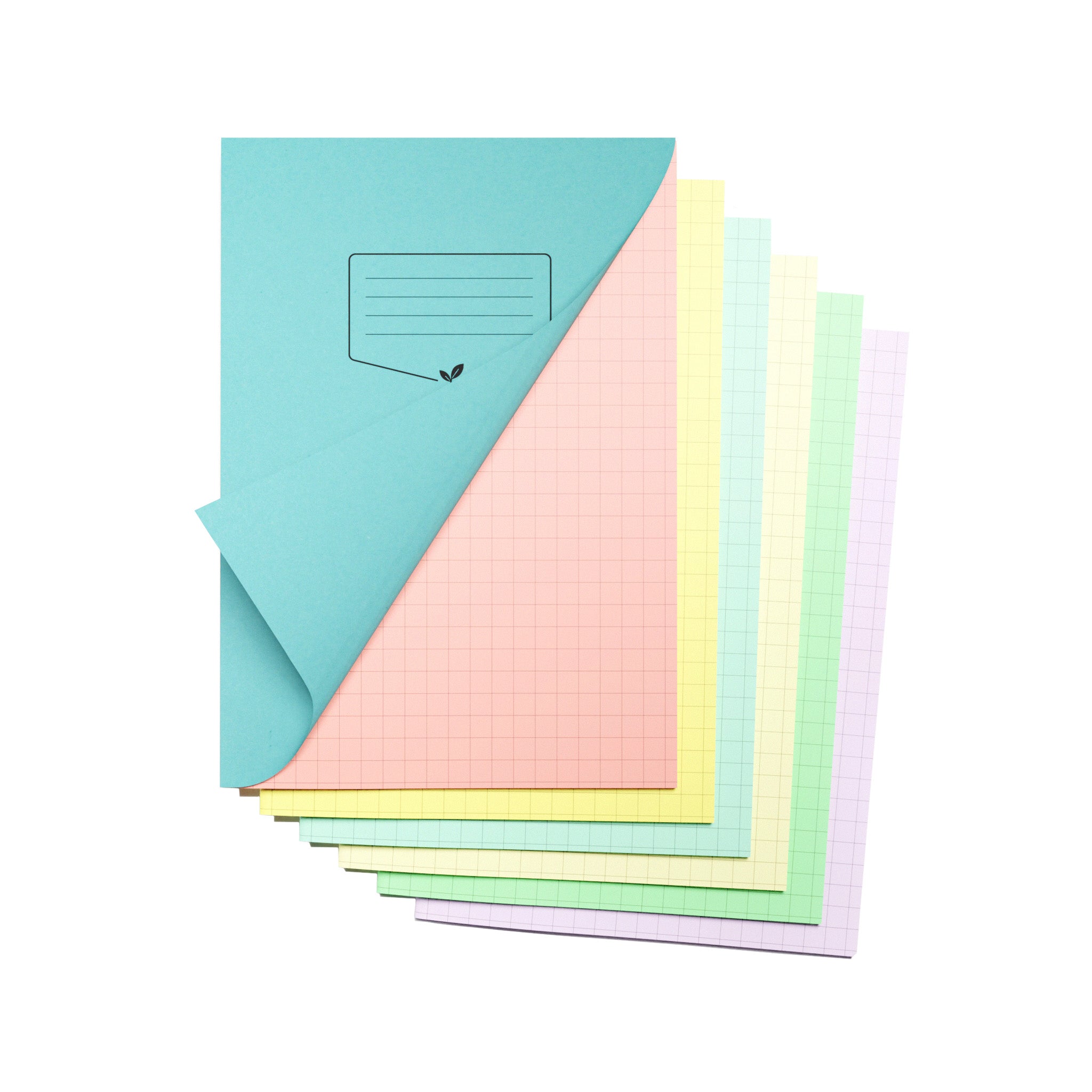 Silvine Education A4 & A4+ 10mm Squares Tinted Exercise Books Open To Show In Blue, Cream, Green, Lilac, Pink & Yellow. Dyslexia & SEN Friendly 48 Pages