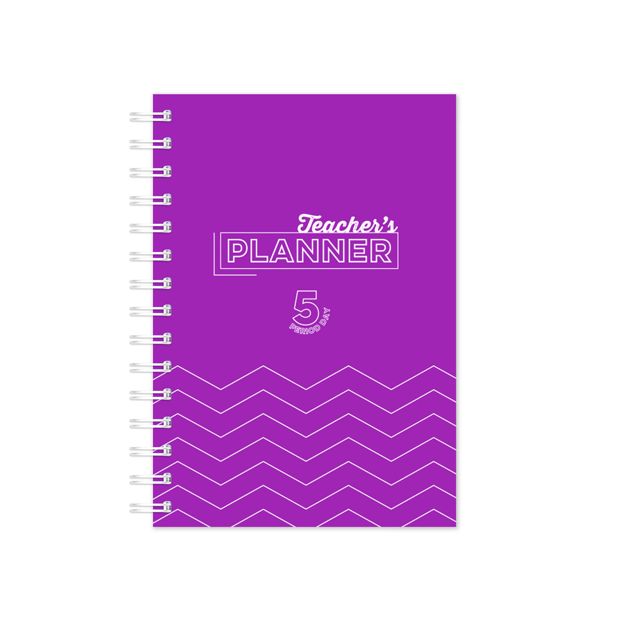 Purple Teacher's Planner 5 Day Period Ring Bound Book On A White Background