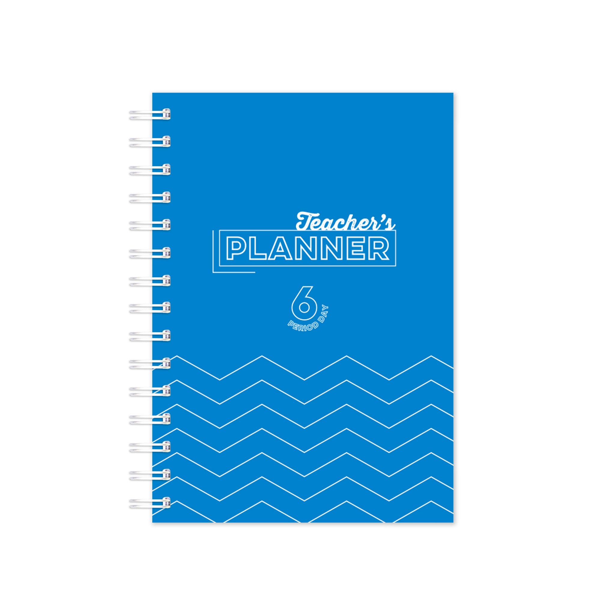 Blue Teacher's Planner 6 Day Period Ring Bound Book On A White Background