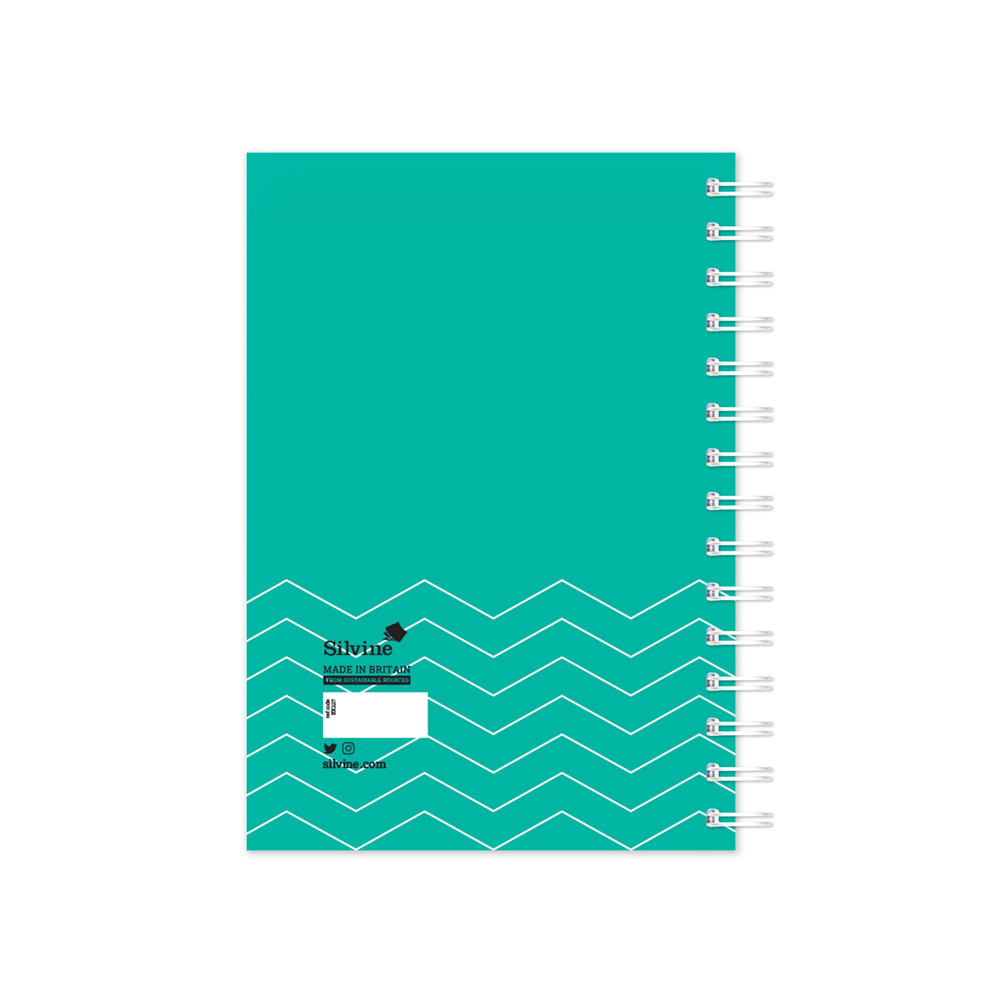 Back Cover Of Teal Teacher's Planner Flexi Period Ring Bound Book On A White Background