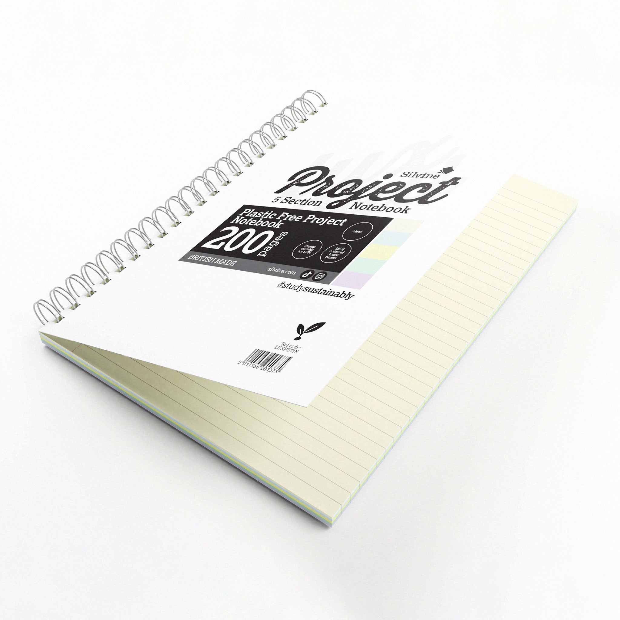 Silvine Project Notebook With 5 Tinted Paper Sections On A White Background