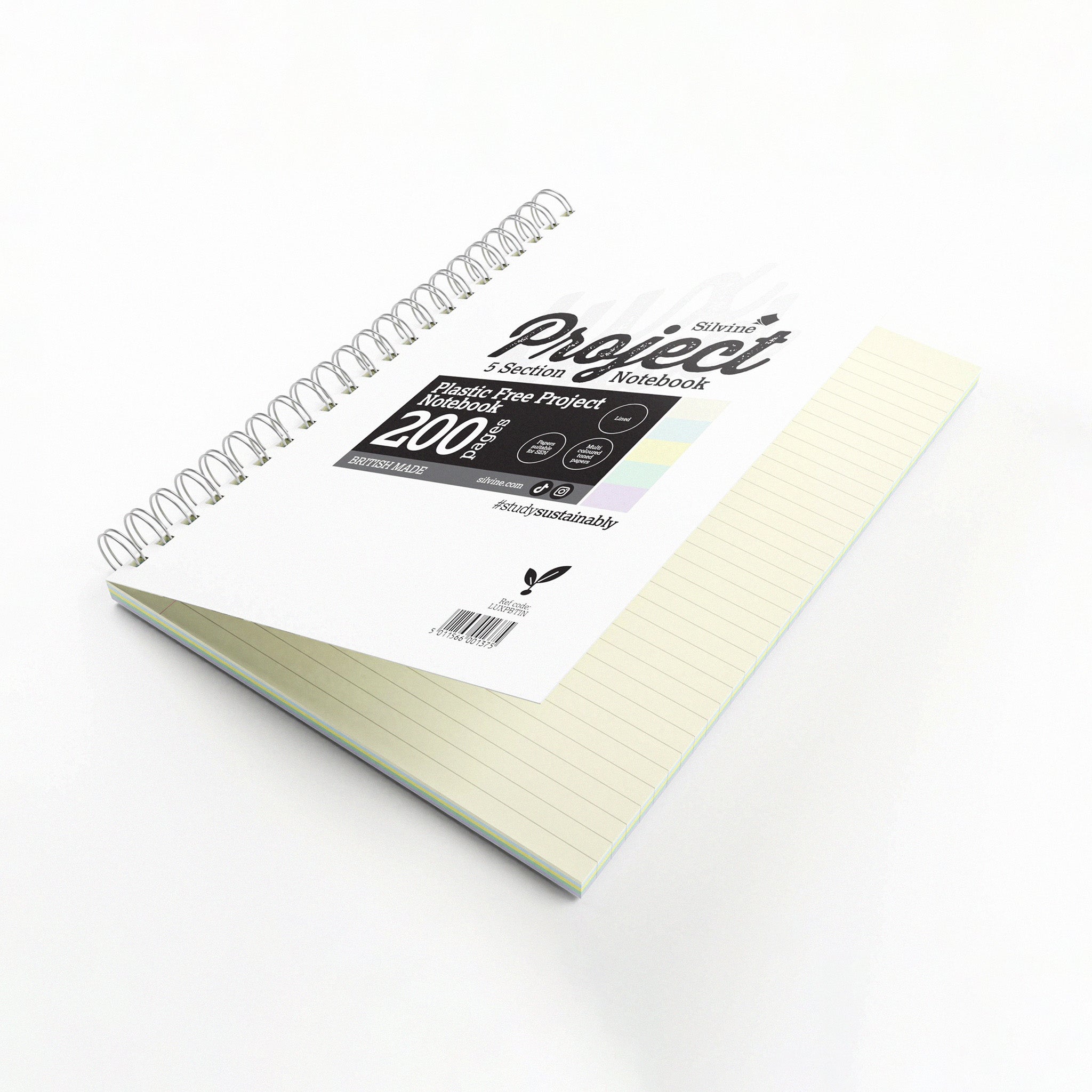 Silvine Project Notebook With 5 Tinted Paper Sections On A White Background