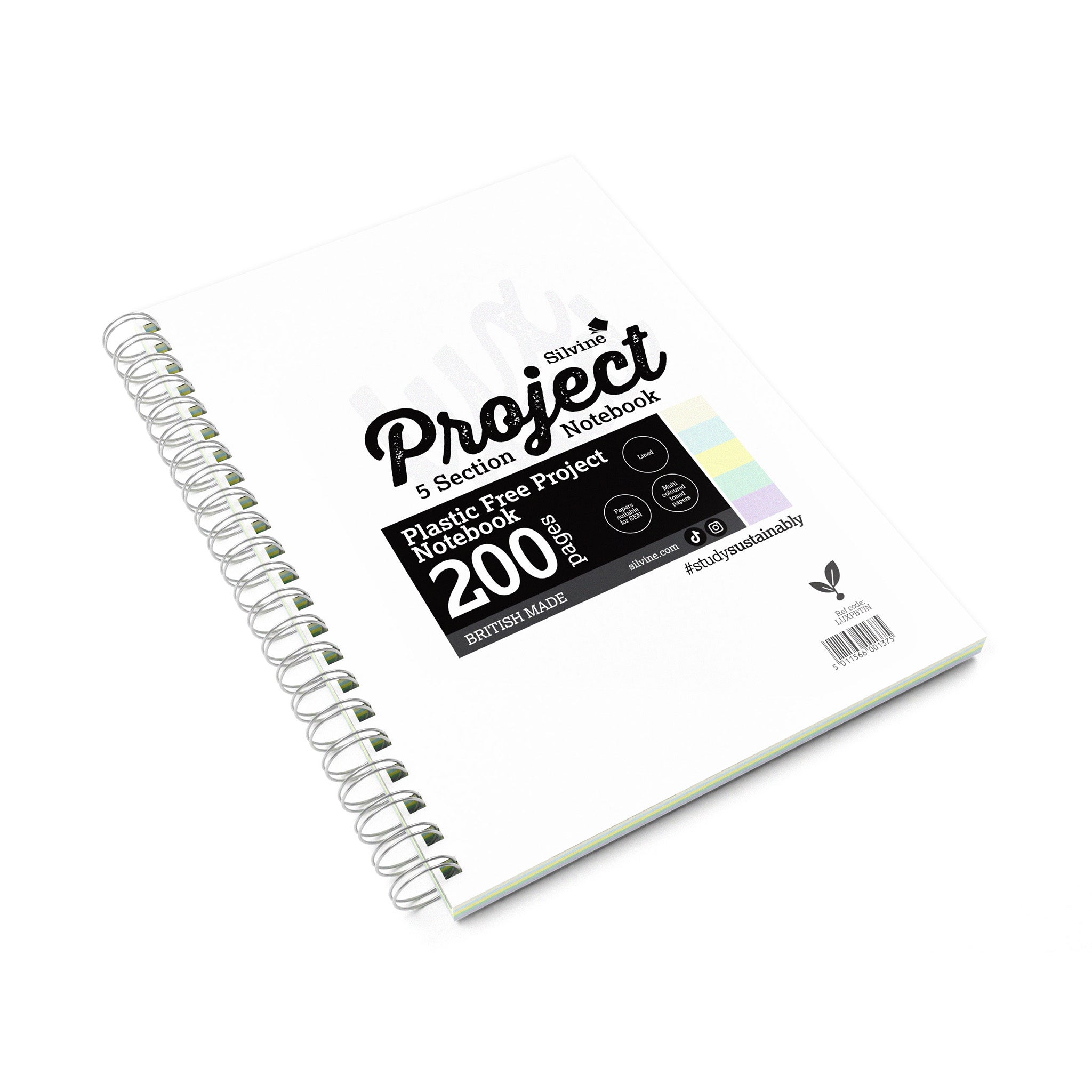 Silvine Project Notebook With 5 Tinted Paper Sections On A White Background