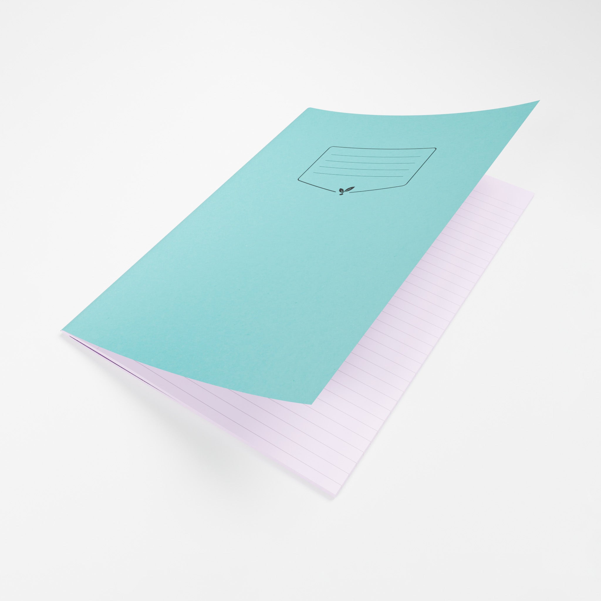 Silvine Education A4 & A4+ 8mm Feint & Margin Tinted Exercise Book Open To Show Lilac Lined Paper Inner