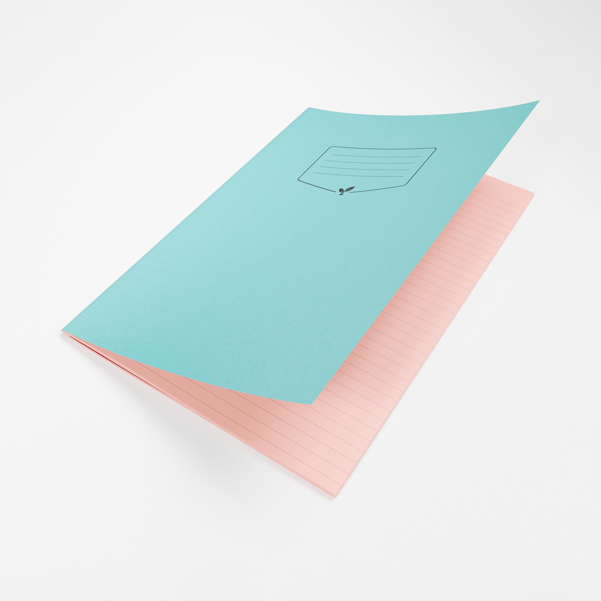 Silvine Education A4 & A4+ 8mm Feint & Margin Tinted Exercise Book Open To Show Pink Lined Paper Inner