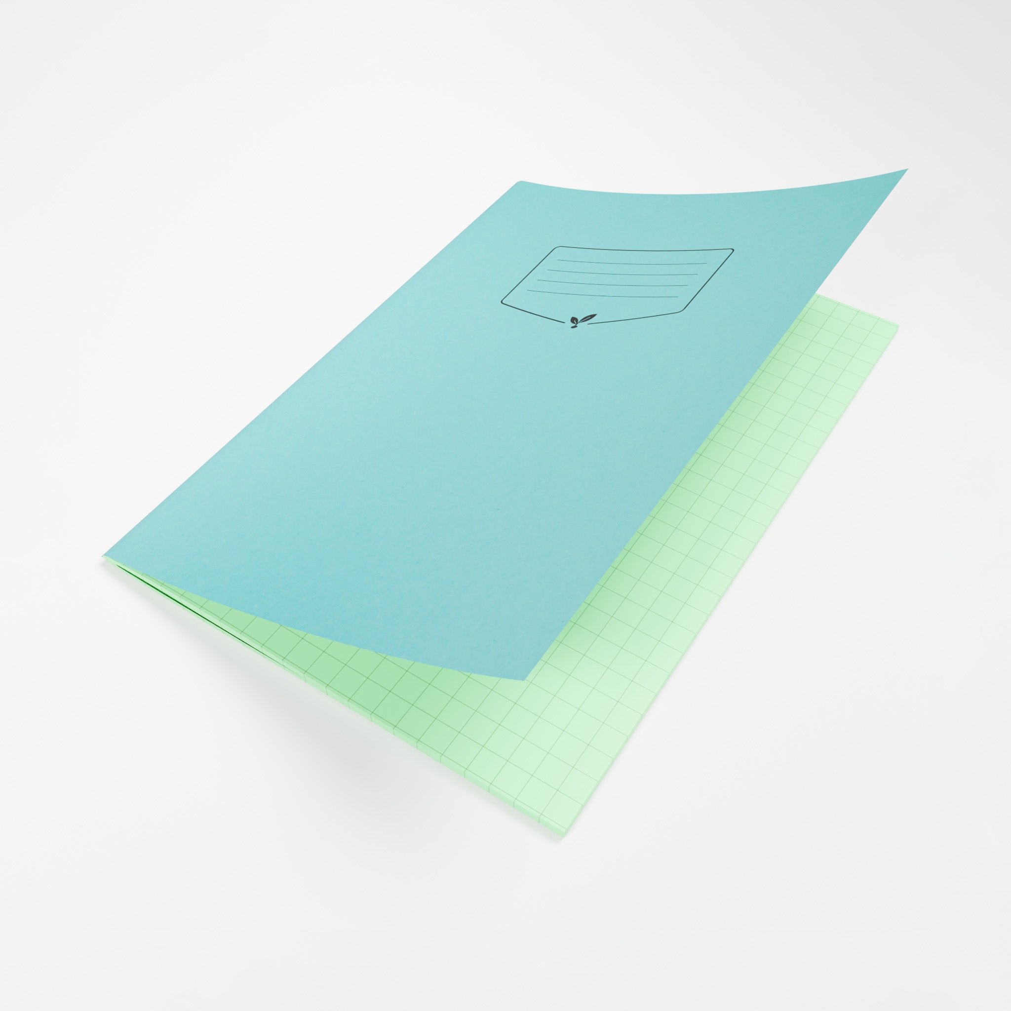 Silvine Education A4 & A4+ 10mm Squares Tinted Exercise Book Open To Show Green Grid Paper Inner