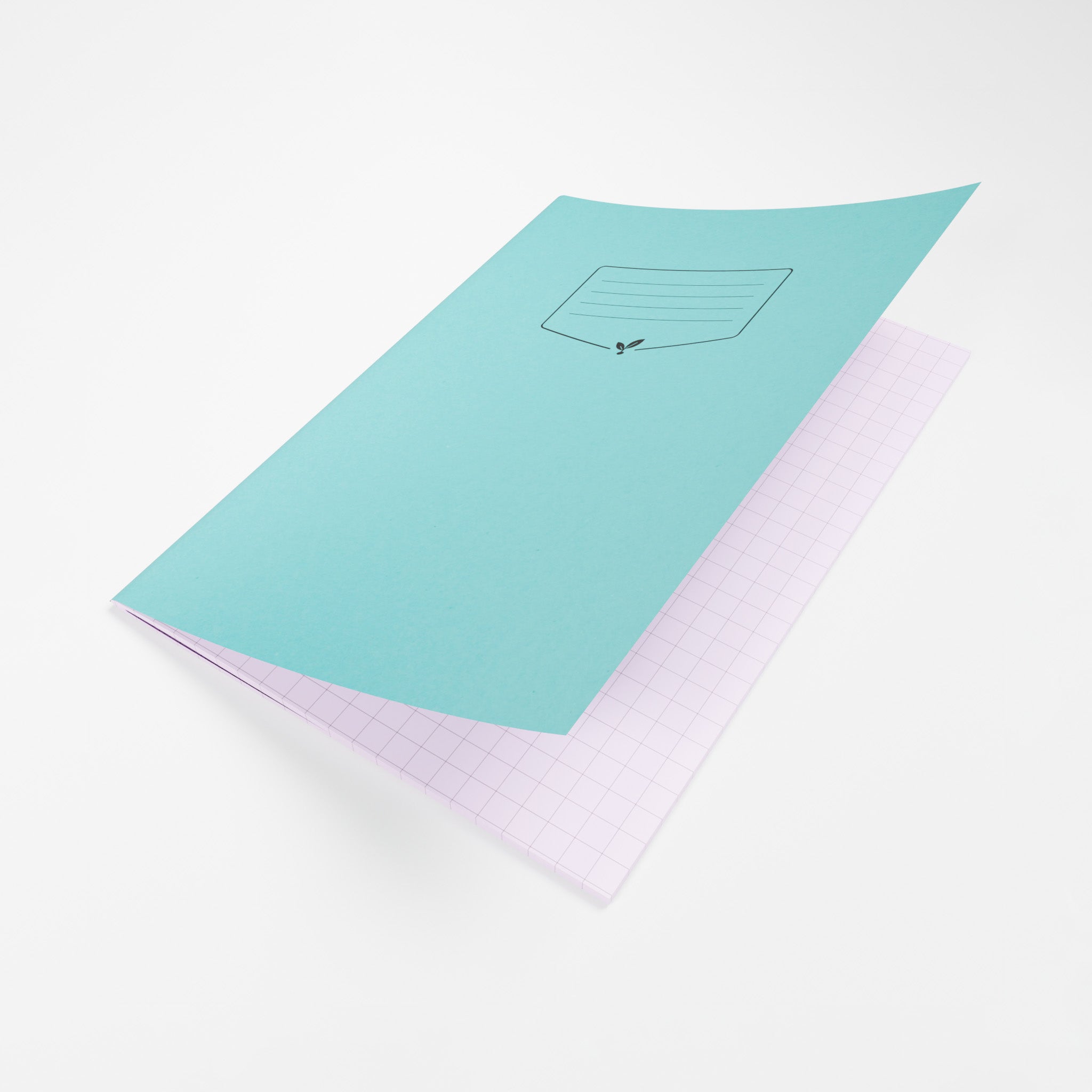 Silvine Education A4 & A4+ 10mm Squares Tinted Exercise Book Open To Show Lilac Grid Paper Inner
