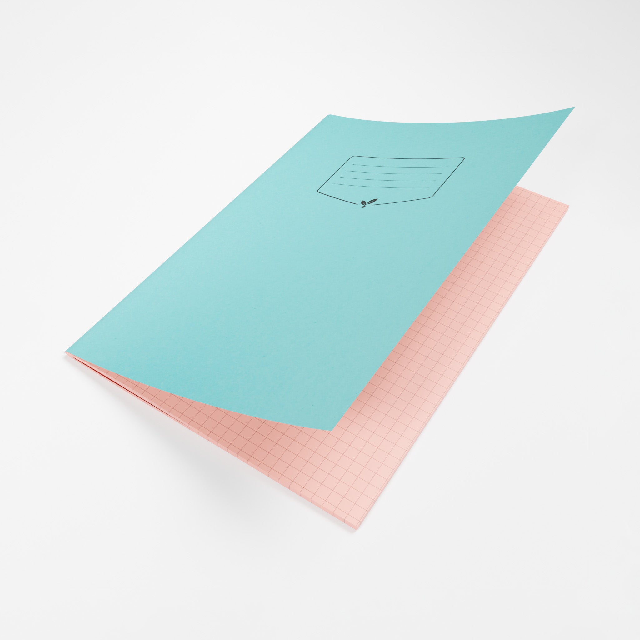 Silvine Education A4 & A4+ 7mm Squares Tinted Exercise Book Open To Show Pink Grid Paper Inner