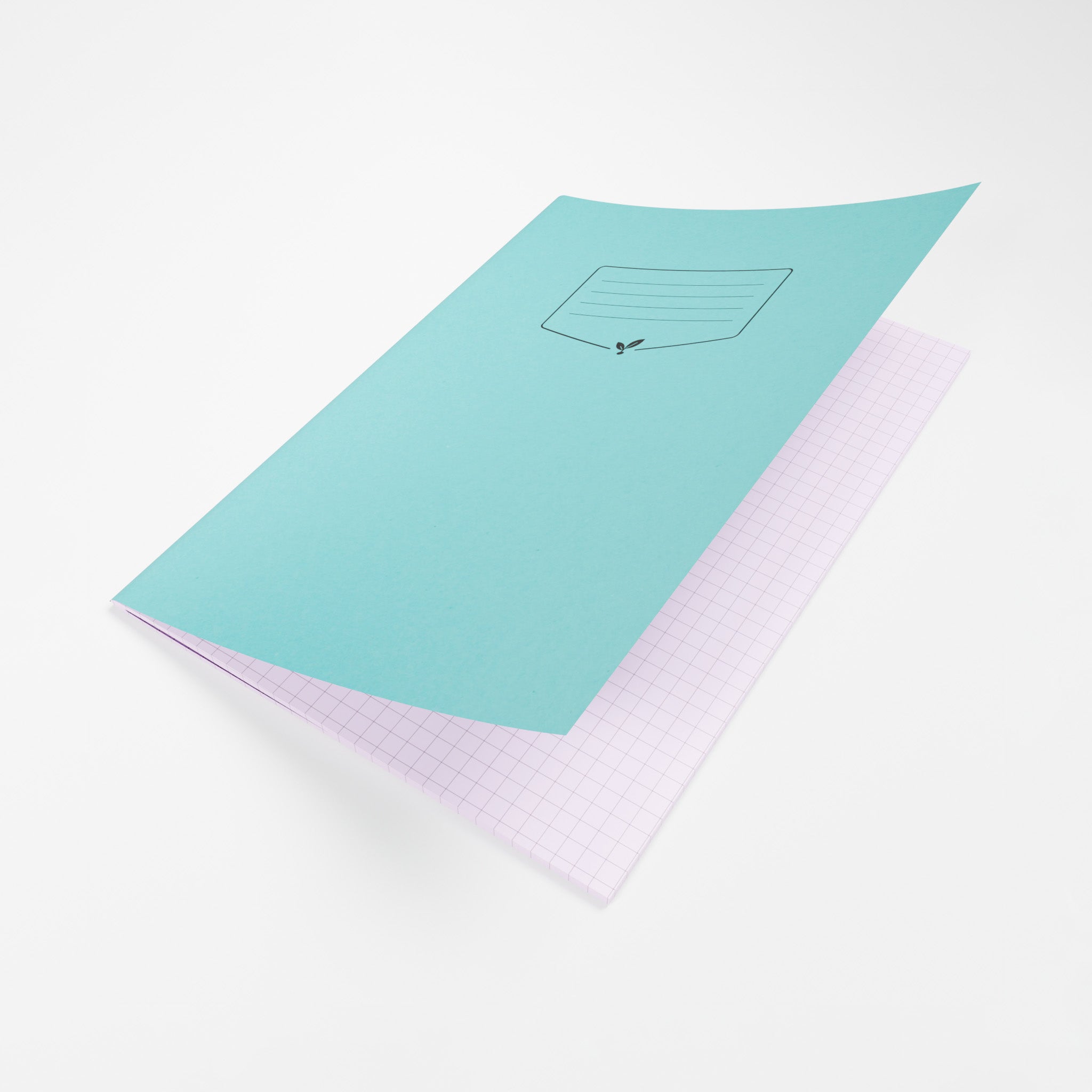 Silvine Education A4 & A4+ 7mm Squares Tinted Exercise Book Open To Show Lilac Grid Paper Inner