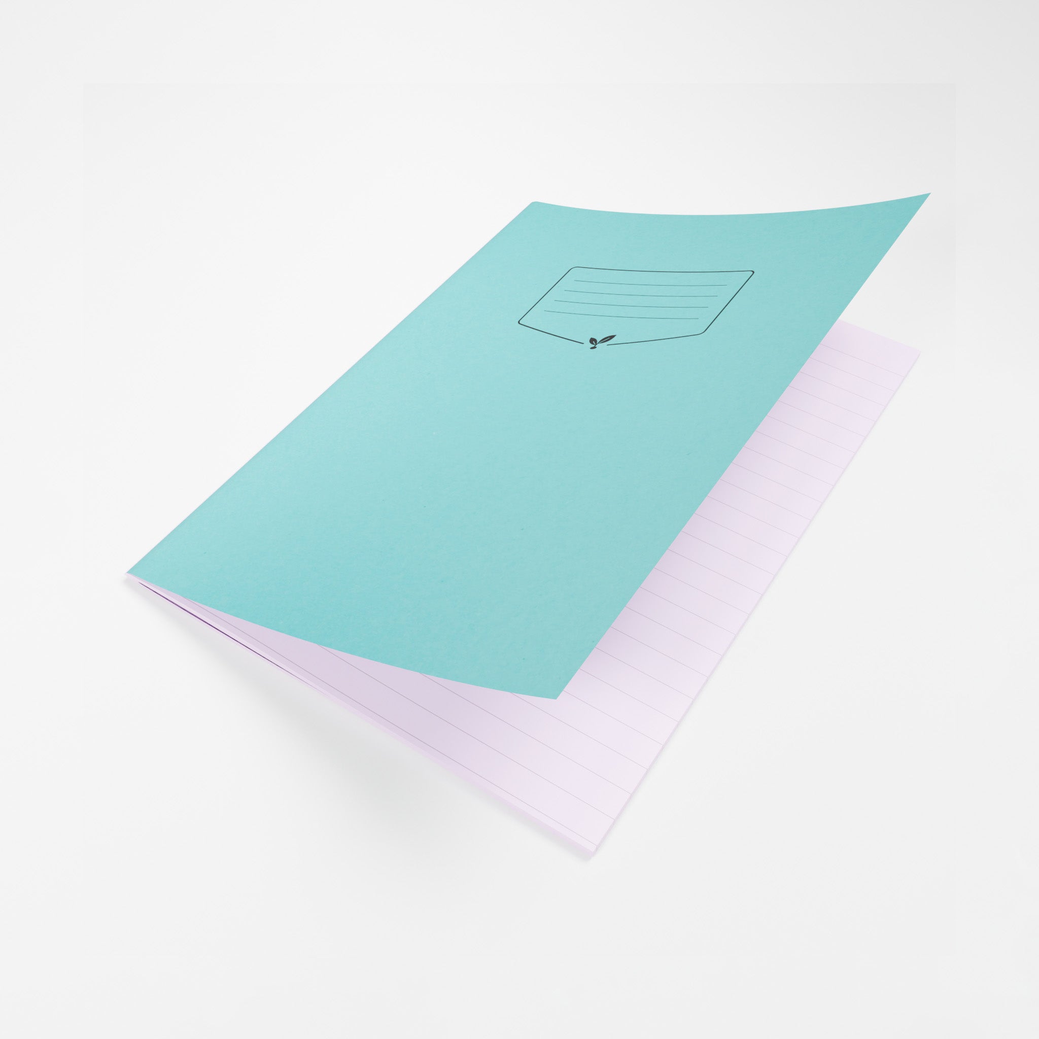 Silvine Education A4+ 12mm Feint Tinted Exercise Book Open To Show Lilac Lined Paper Inner