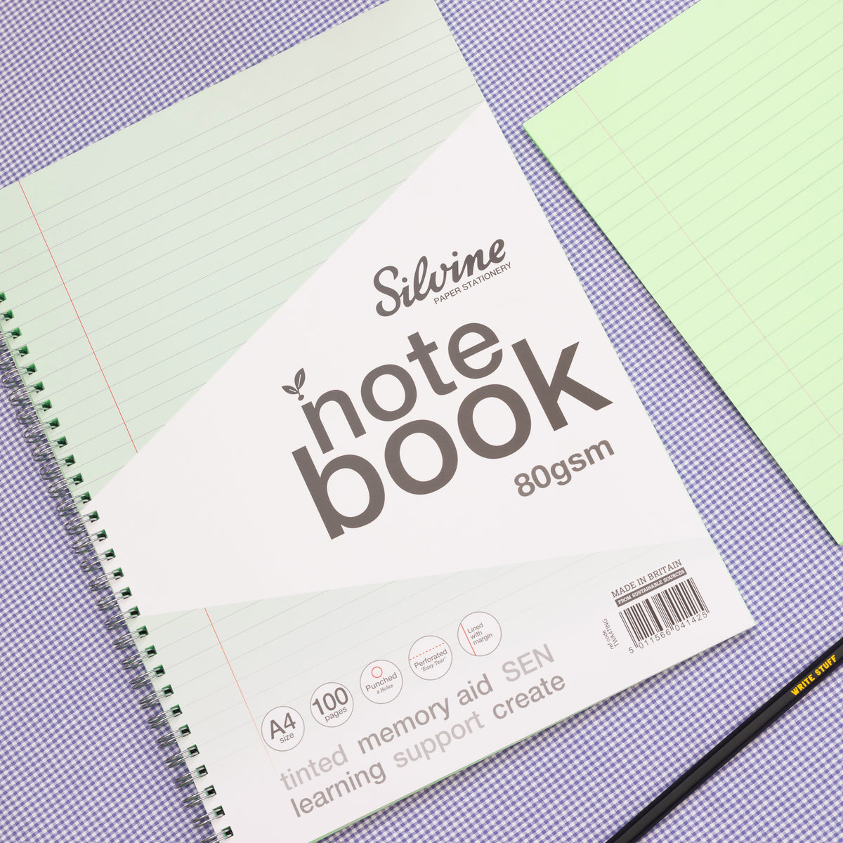 A5 Green Tinted Twin Wire Notebook 100 Pages