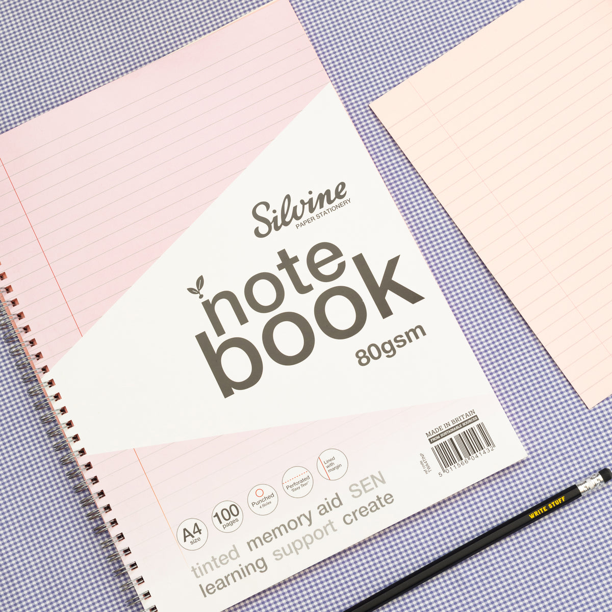 A4 Pink Tinted Twin Wire Notebook 100 Pages