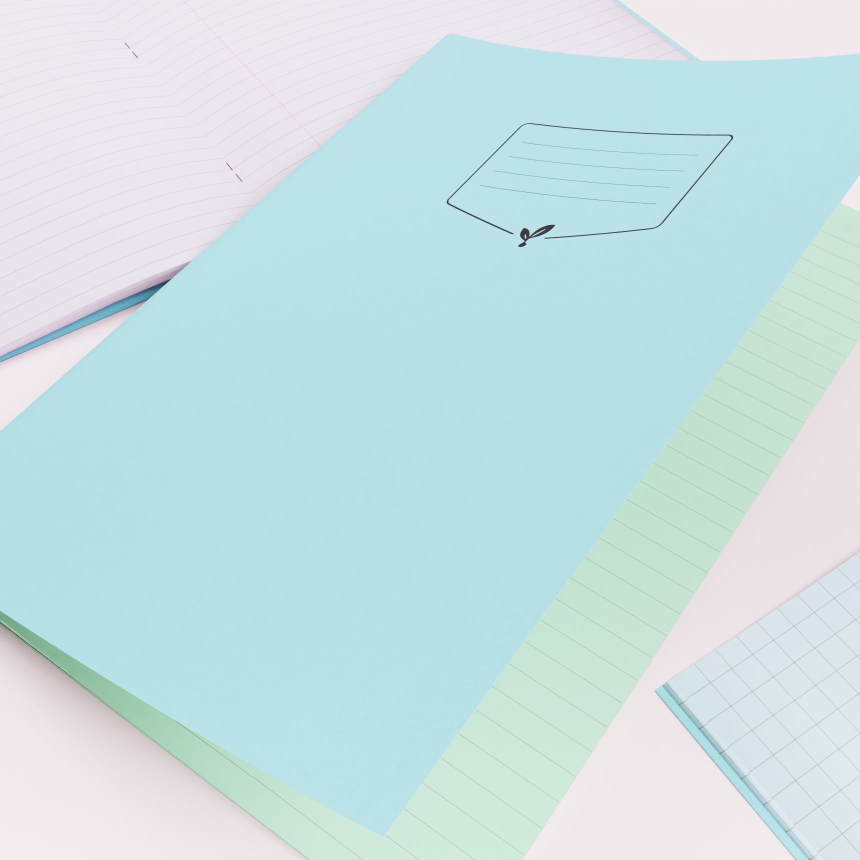 Silvine Education Tinted Paper Exercise Books Lifestyle Image, Displaying Lined & Grid Paper Inners