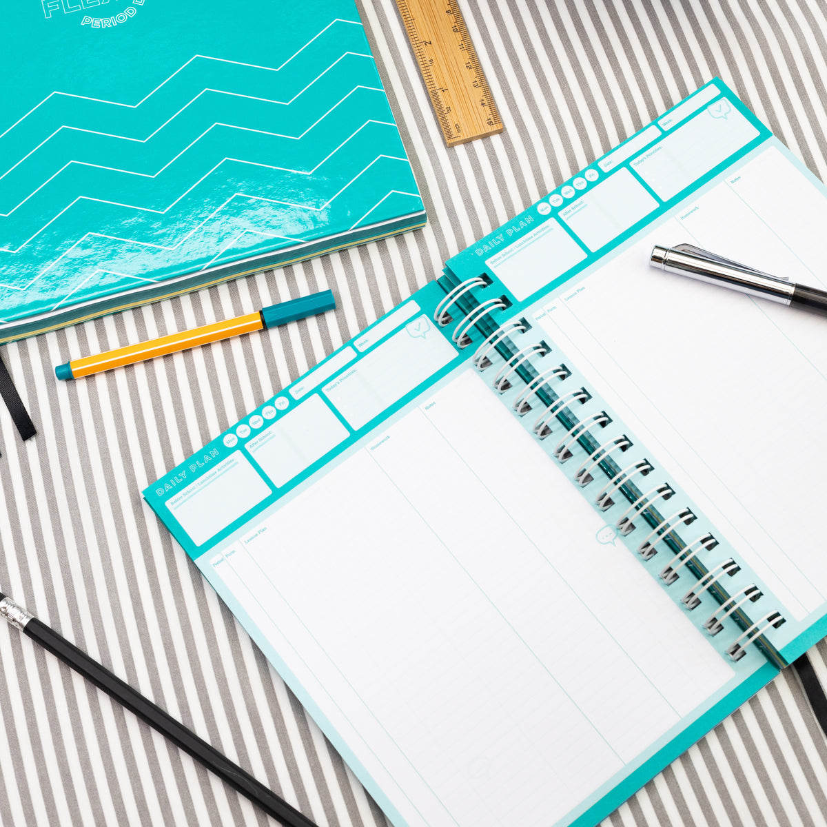 Silvine Flexi Period Teacher Planner In Teal On A White Background