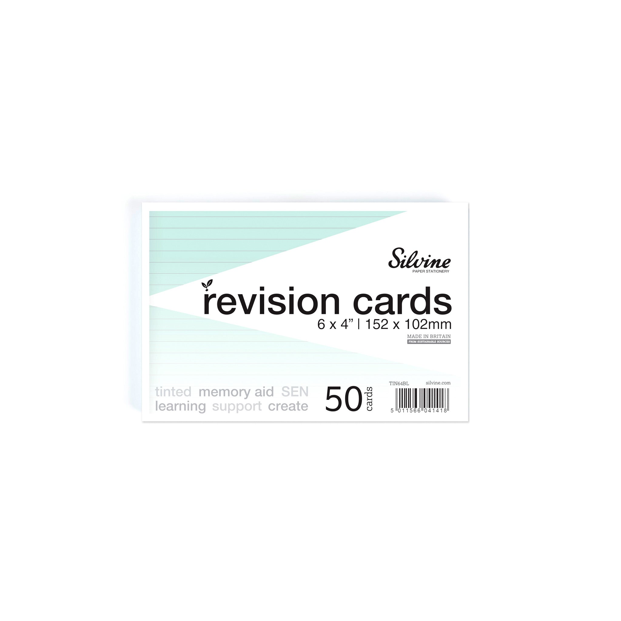 Silvine Blue Tinted Paper Revision Cards On A White Background