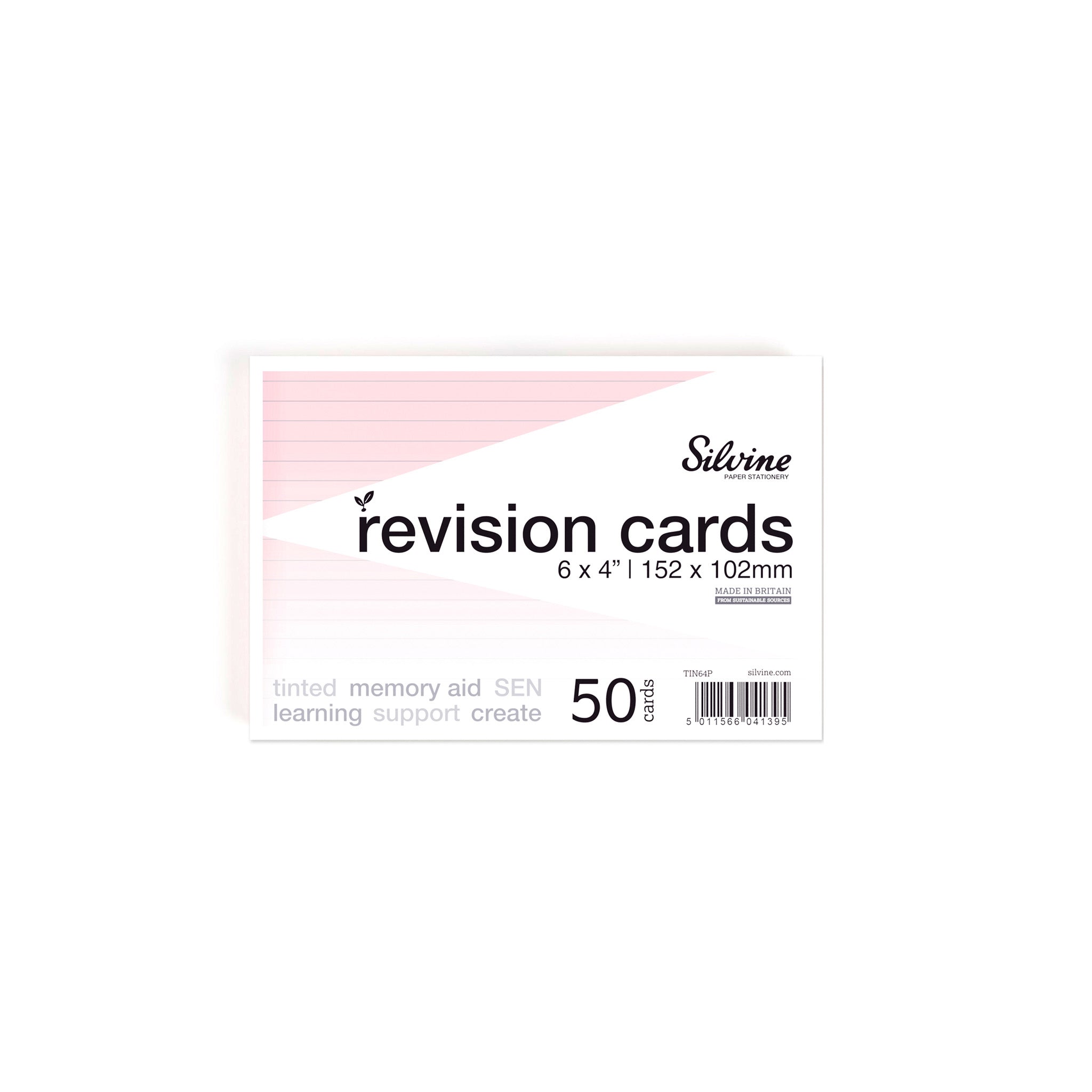 Silvine Pink Tinted Paper Revision Cards On A White Background