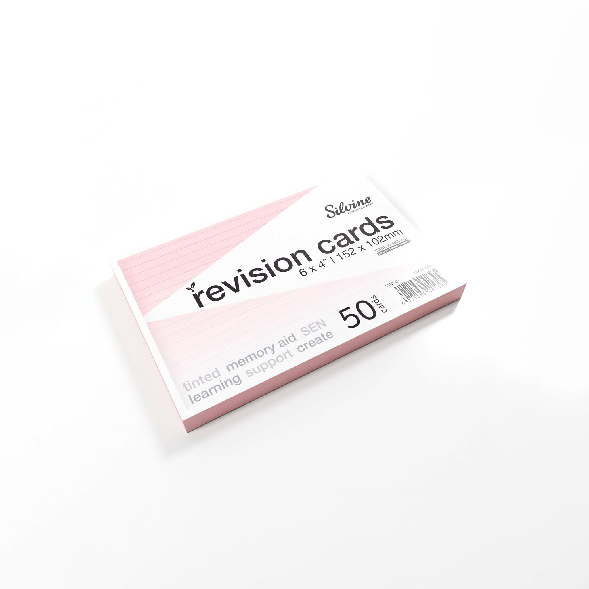 Silvine Pink Tinted Paper Revision Cards On A White Background