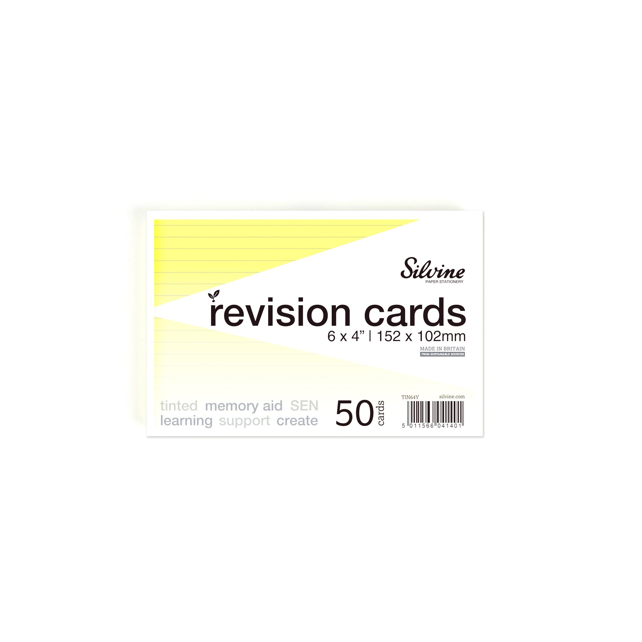 Silvine Yellow Tinted Paper Revision Cards On A White Background