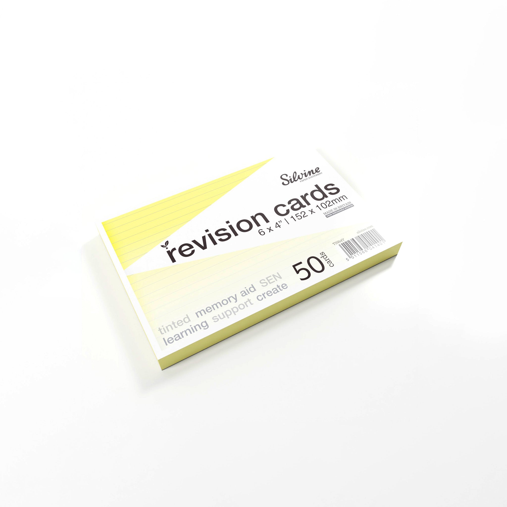 Silvine Yellow Tinted Paper Revision Cards On A White Background