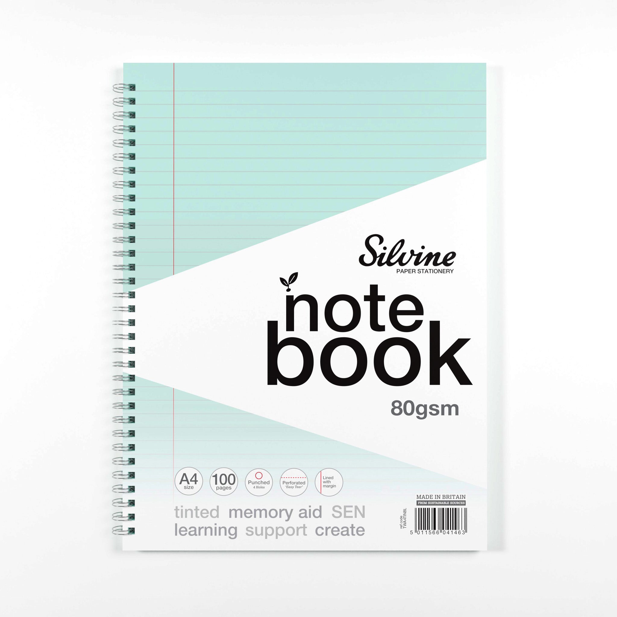 Silvine Twin Wire A4 Notebook In Blue Tinted Paper for Inclusive Classroom Learning On A White Background