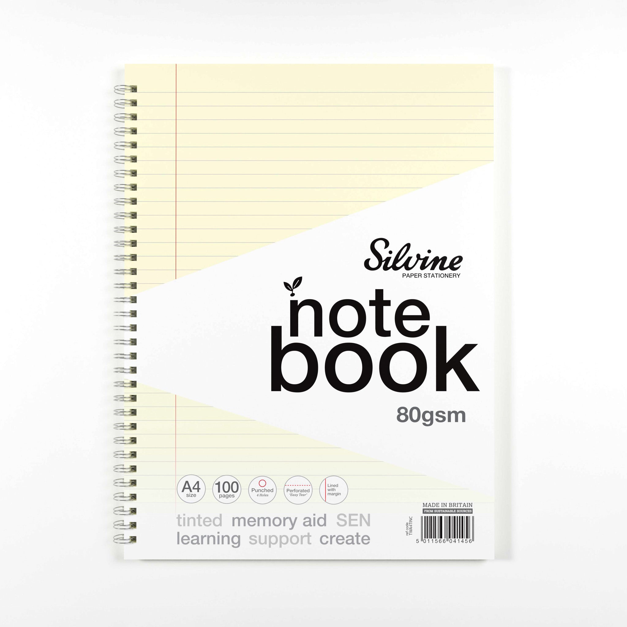 Silvine Twin Wire A4 Notebook In Cream Tinted Paper for Inclusive Classroom Learning On A White Background