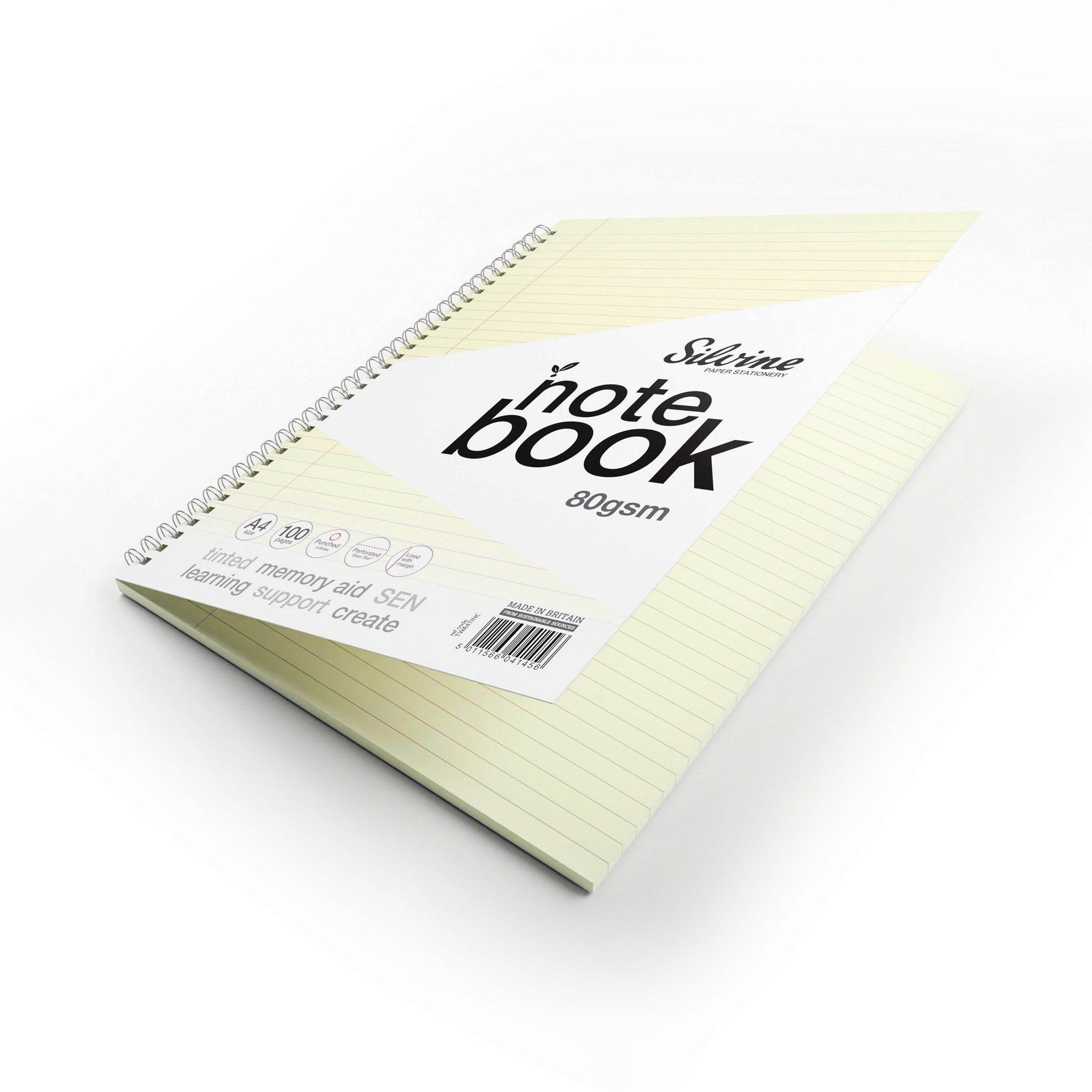 A Open Silvine Twin Wire A4 Notebook In Cream Tinted Paper for Inclusive Classroom Learning On A White Background