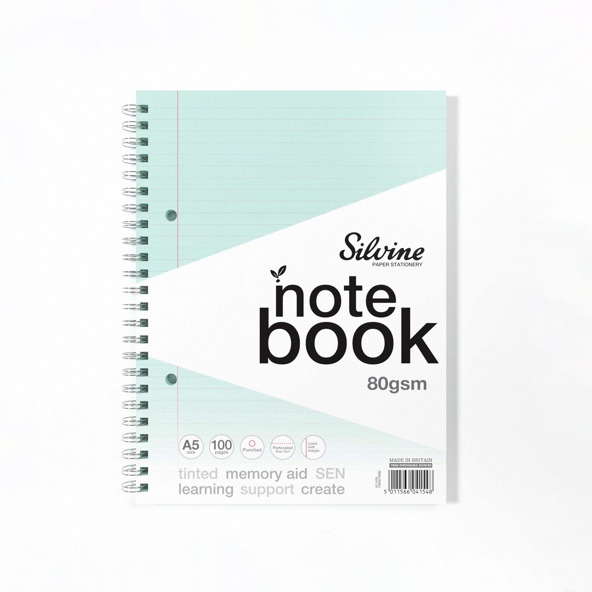 Silvine Twin Wire Notebook In Blue Tinted Paper for Inclusive Classroom Learning On A White Background