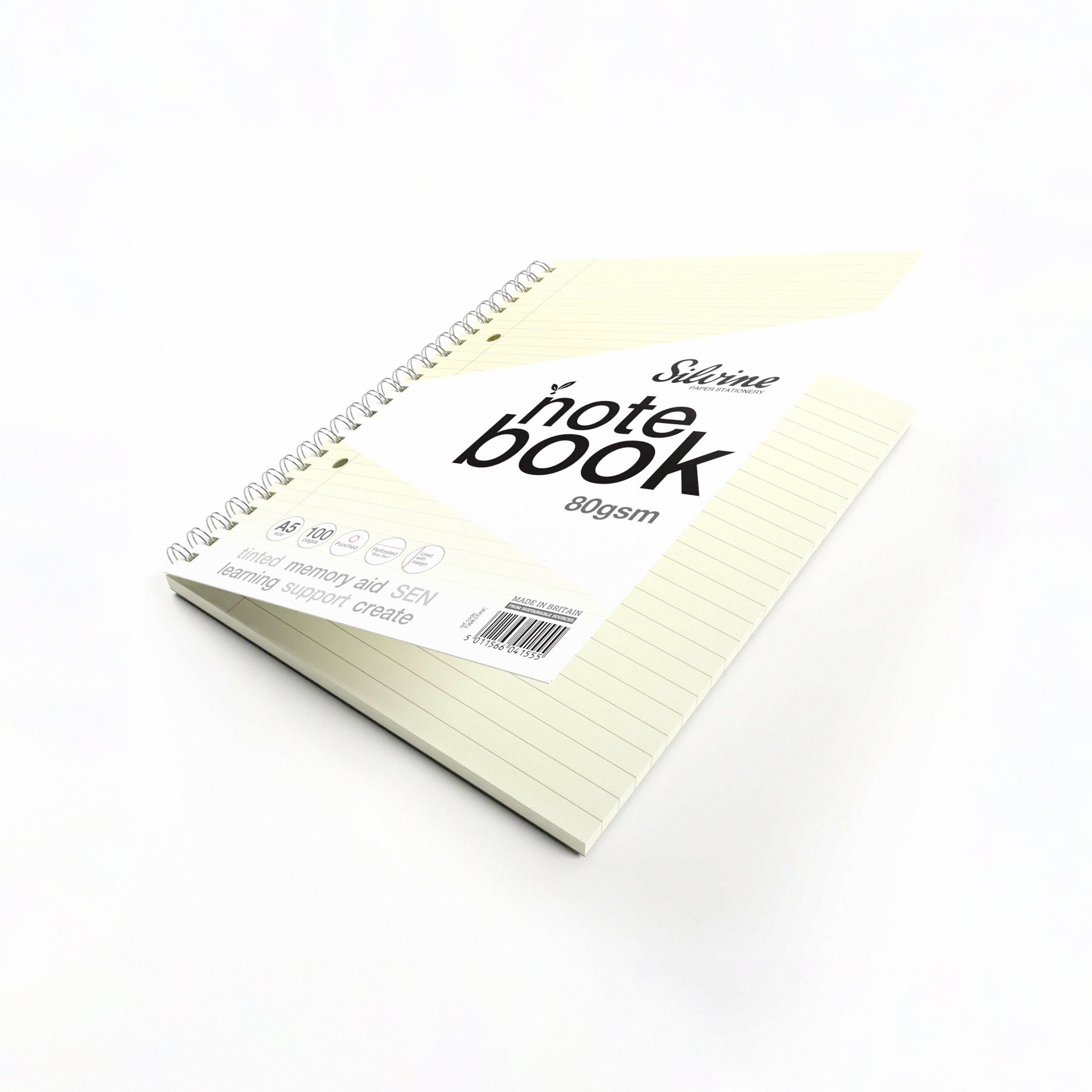 A Open Silvine Twin Wire Notebook In Cream Tinted Paper for Inclusive Classroom Learning On A White Background