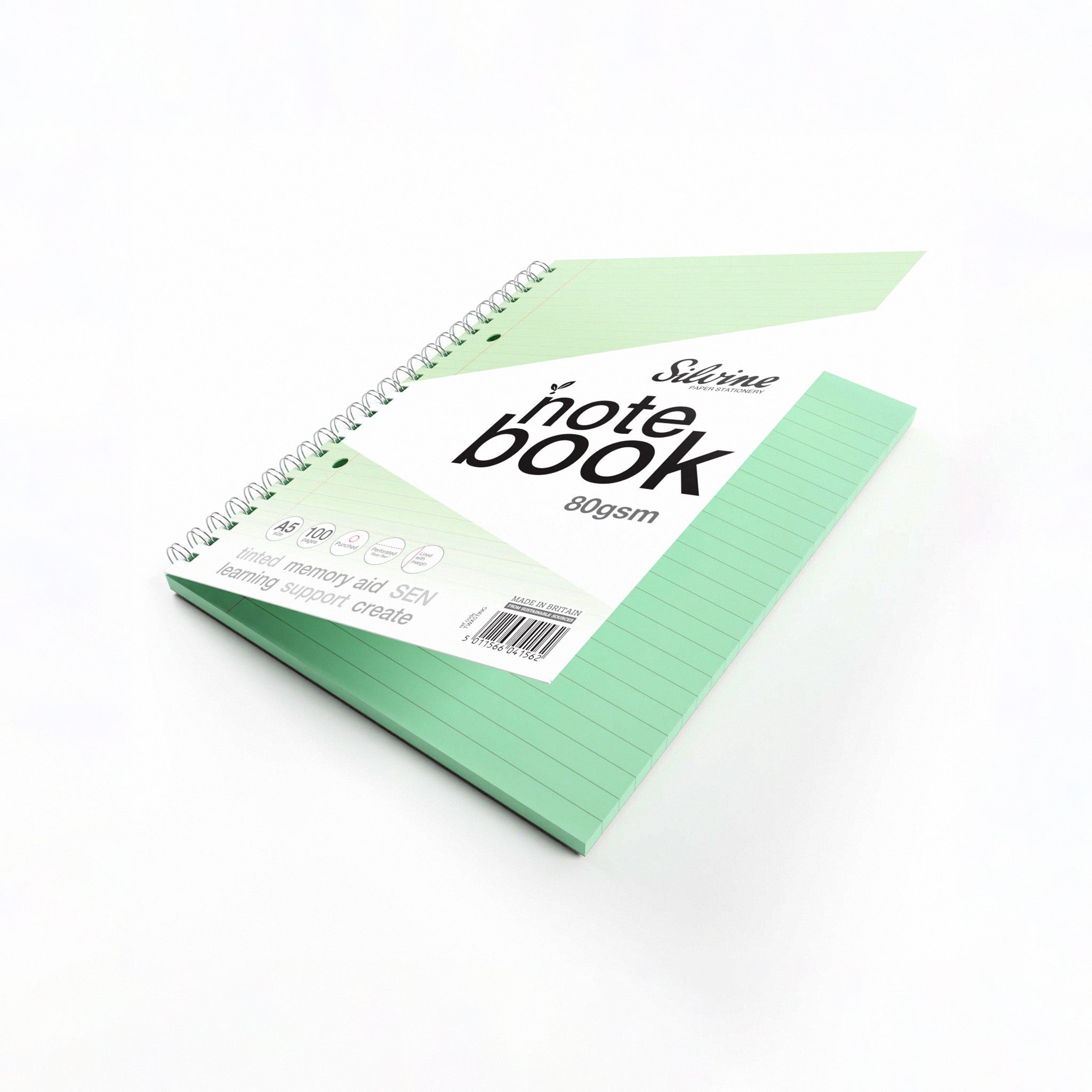 A Open Silvine Twin Wire Notebook In Blue Tinted Paper for Inclusive Classroom Learning On A White Background