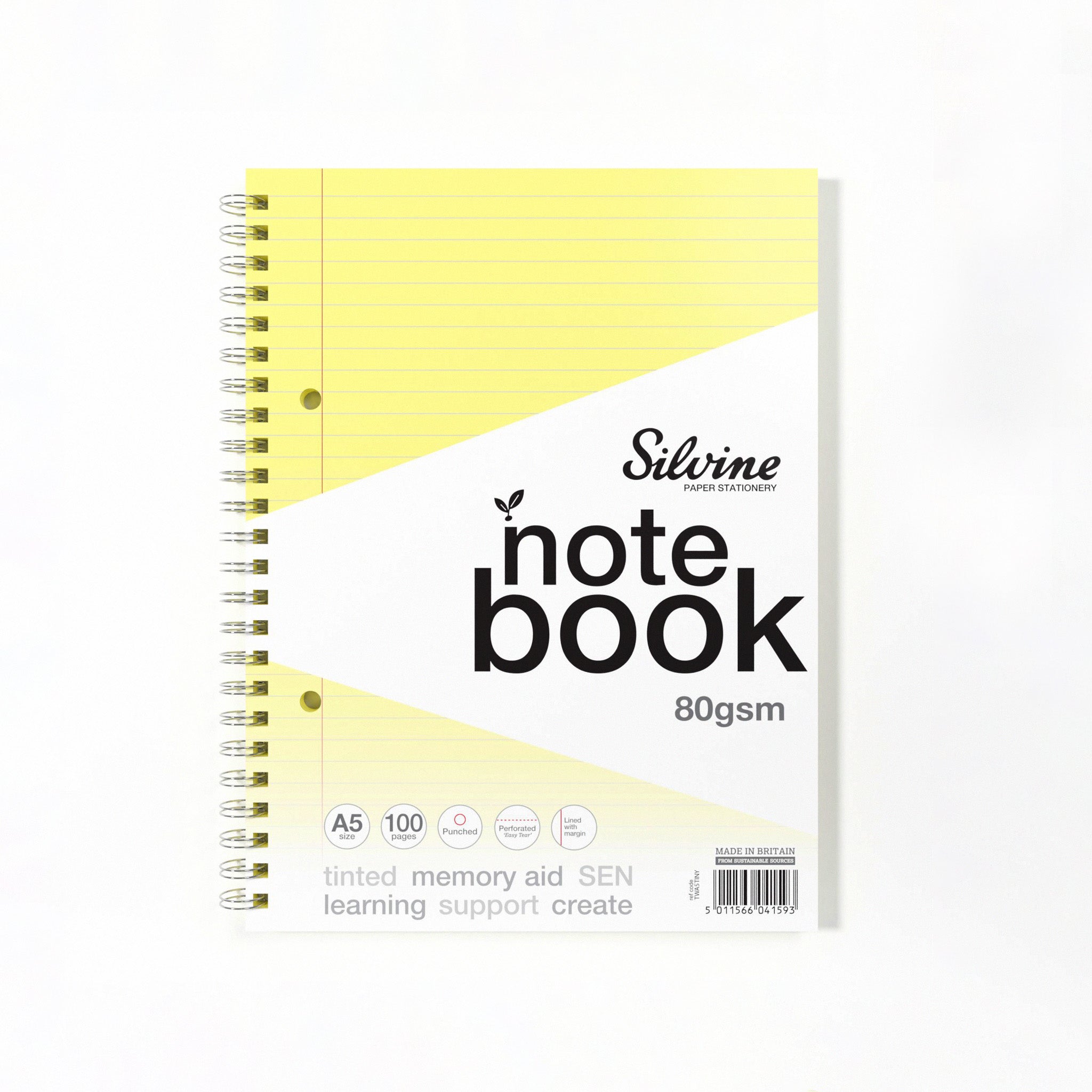 Silvine Twin Wire Notebook In Yellow Tinted Paper for Inclusive Classroom Learning On A White Background